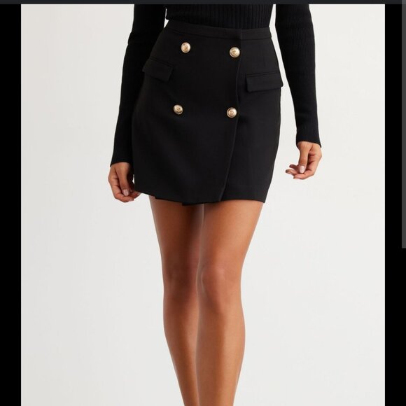 Dynamite jet black mini skirt with gold buttons - Picture 1 of 2